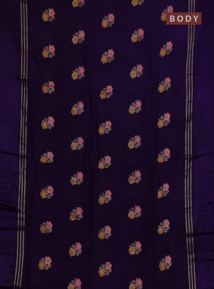 Violet & Yellow Semi Mysore Silk - Contrast Blouse