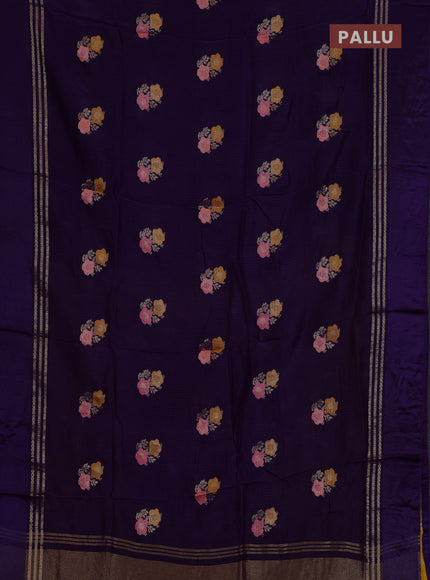 Violet & Yellow Semi Mysore Silk - Contrast Blouse