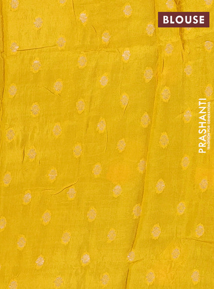 Violet & Yellow Semi Mysore Silk - Contrast Blouse