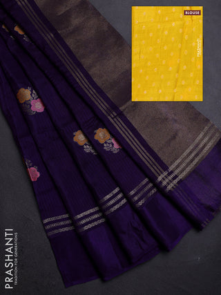 Violet & Yellow Semi Mysore Silk - Contrast Blouse