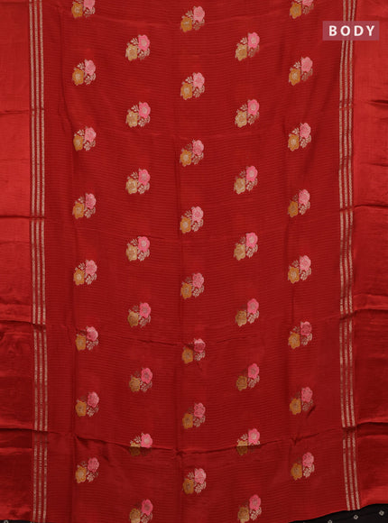 Orange & Coffee Brown Semi Mysore Silk - Contrast Blouse