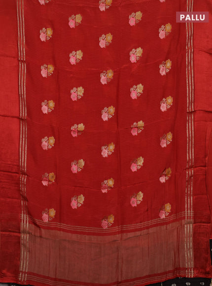 Orange & Coffee Brown Semi Mysore Silk - Contrast Blouse