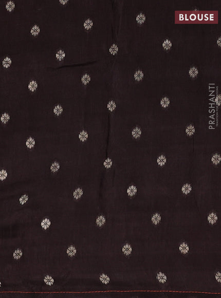 Orange & Coffee Brown Semi Mysore Silk - Contrast Blouse