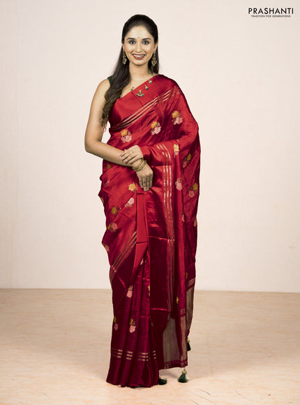 Red & Green Semi Mysore Silk - Contrast Blouse