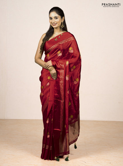 Red & Green Semi Mysore Silk - Contrast Blouse