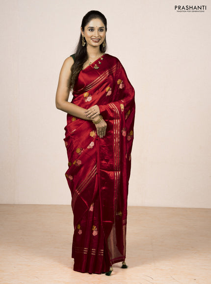 Red & Green Semi Mysore Silk - Contrast Blouse