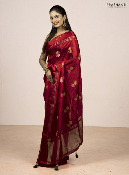 Red & Green Semi Mysore Silk - Contrast Blouse