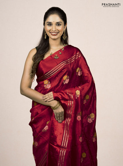 Red & Green Semi Mysore Silk - Contrast Blouse
