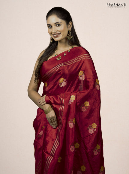 Red & Green Semi Mysore Silk - Contrast Blouse