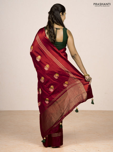 Red & Green Semi Mysore Silk - Contrast Blouse