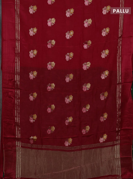 Red & Green Semi Mysore Silk - Contrast Blouse
