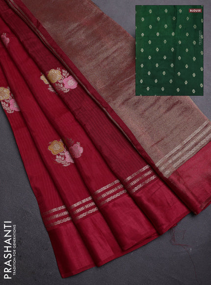 Red & Green Semi Mysore Silk - Contrast Blouse
