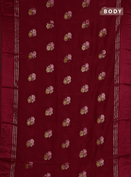 Red & Peach Semi Mysore Silk - Contrast Blouse