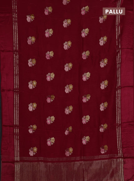 Red & Peach Semi Mysore Silk - Contrast Blouse