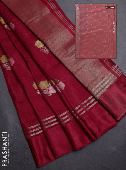 Red & Peach Semi Mysore Silk - Contrast Blouse