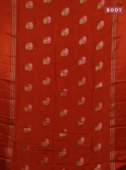 Orange & Pink Semi Mysore Silk - Contrast Blouse