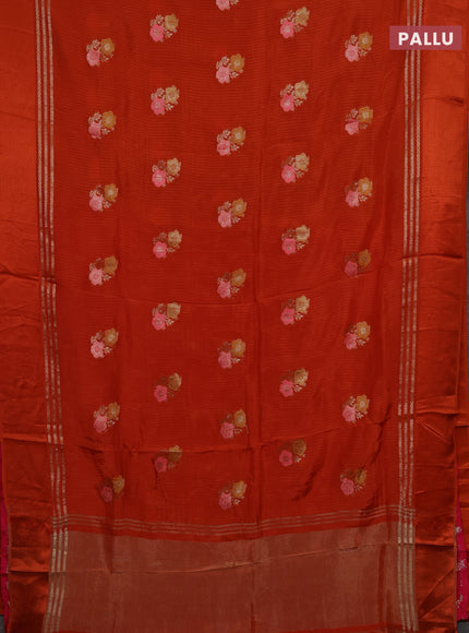 Orange & Pink Semi Mysore Silk - Contrast Blouse
