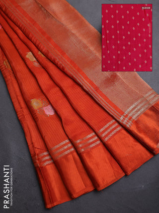 Orange & Pink Semi Mysore Silk - Contrast Blouse