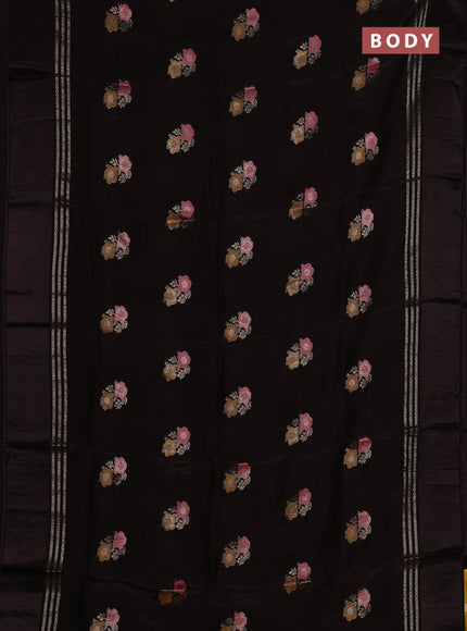 Coffee Brown & Yellow Semi Mysore Silk - Contrast Blouse