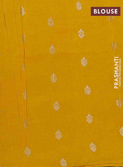 Coffee Brown & Yellow Semi Mysore Silk - Contrast Blouse