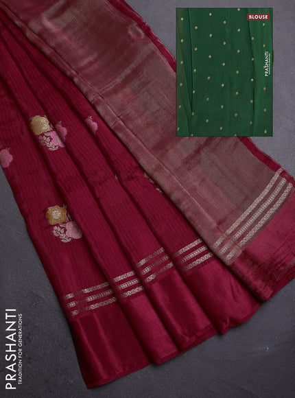 Red & Green Semi Mysore Silk - Contrast Blouse