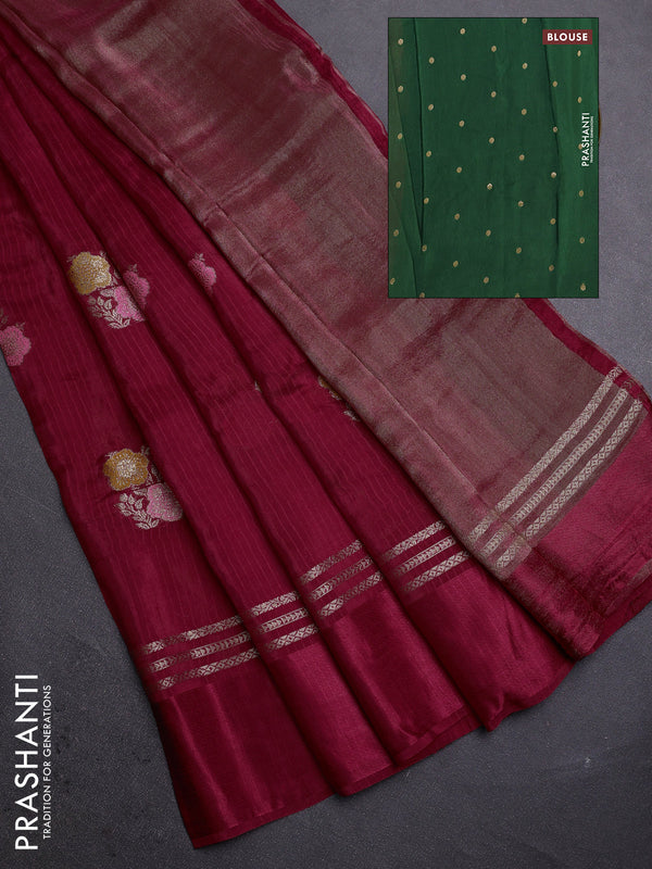 Red & Green Semi Mysore Silk - Contrast Blouse