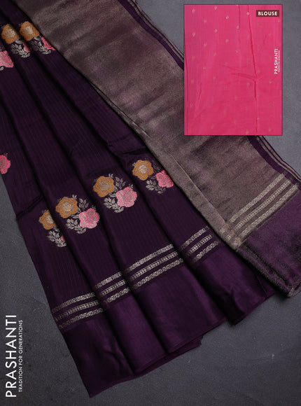 Violet & Pink Semi Mysore Silk - Contrast Blouse