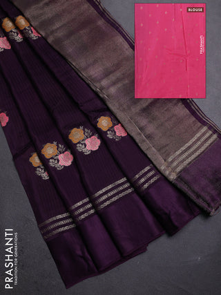 Violet & Pink Semi Mysore Silk - Contrast Blouse