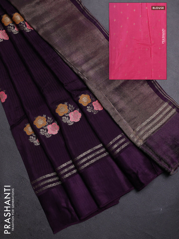 Violet & Pink Semi Mysore Silk - Contrast Blouse
