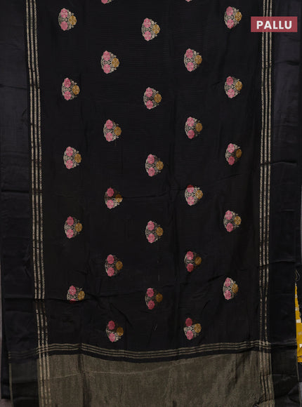 Black & Yellow Semi Mysore Silk - Contrast Blouse