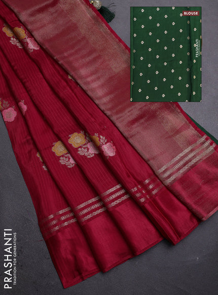 Red & Green Semi Mysore Silk - Contrast Blouse