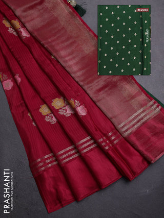 Red & Green Semi Mysore Silk - Contrast Blouse