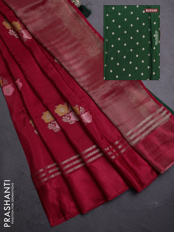Red & Green Semi Mysore Silk - Contrast Blouse