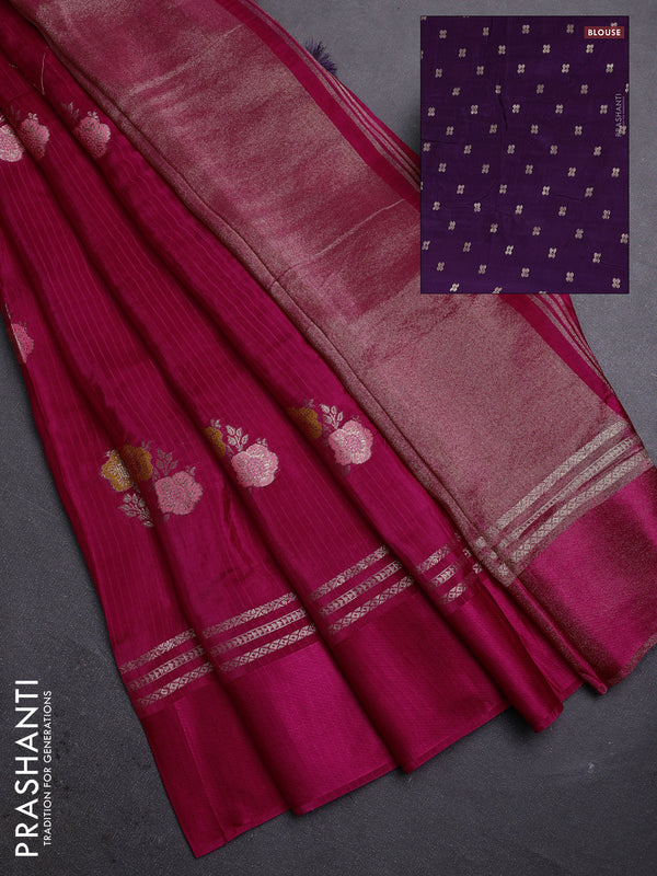 Pink & Violet Semi Mysore Silk - Contrast Blouse