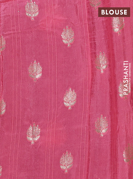 Purple & Pink Semi Mysore Silk - Contrast Blouse