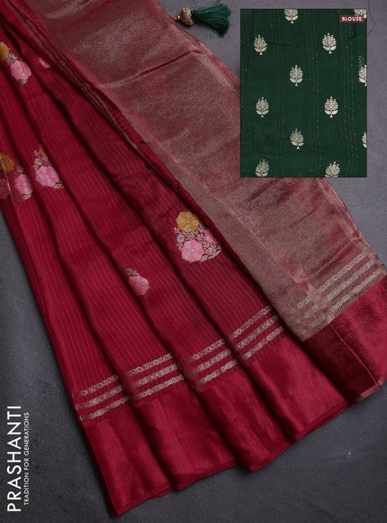 Red & Green Semi Mysore Silk - Contrast Blouse