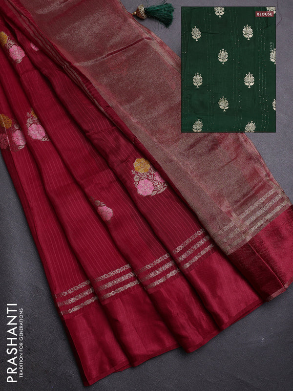 Red & Green Semi Mysore Silk - Contrast Blouse