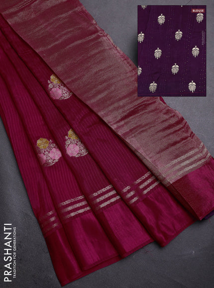 Pink & Violet Semi Mysore Silk - Contrast Blouse