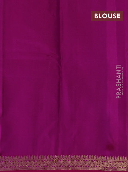 Peacock Green & Pink Pure Kanchipuram Silk Saree - Checks