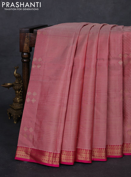 Onion Pink & Pink Pure Kanchipuram Silk Saree - Checks
