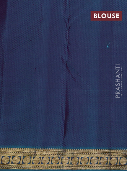Purple & Teal Green Pure Kanchipuram Silk Saree - Self Emboss