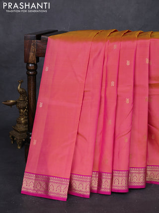 Pink Pure Kanchipuram Silk Saree - Buttas