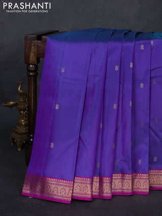 Violet & Purple Pure Kanchipuram Silk Saree - Buttas