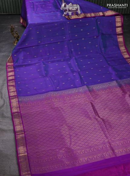 Violet & Purple Pure Kanchipuram Silk Saree - Buttas