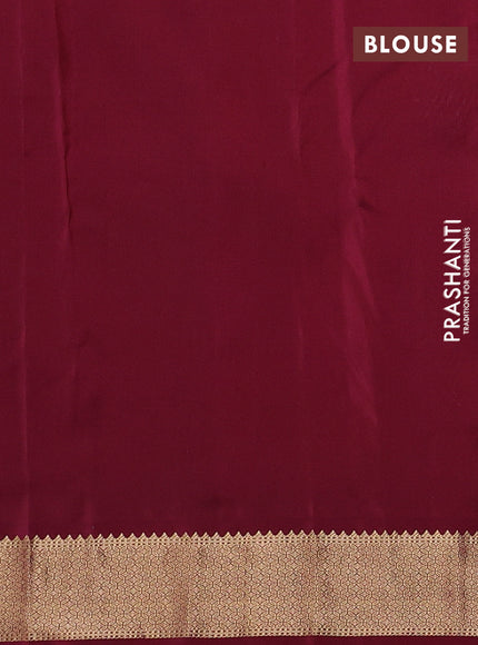 Green & Wine Pure Kanchipuram Silk Saree - Buttas