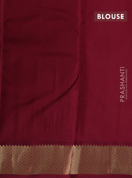 Teal Green & Wine Pure Kanchipuram Silk Saree - Buttas