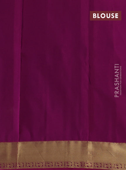 Purple & Magenta Pink Pure Kanchipuram Silk Saree - Buttas