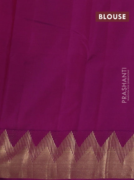 Pastel Green & Purple Pure Kanchipuram Silk Saree - Buttas