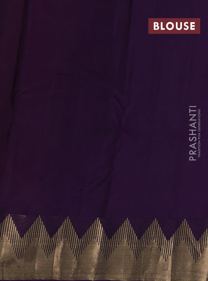 Orange & Violet Pure Kanchipuram Silk Saree - Buttas