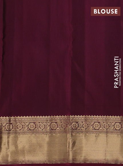 Chikku & Wine Pure Kanchipuram Silk Saree - Buttas